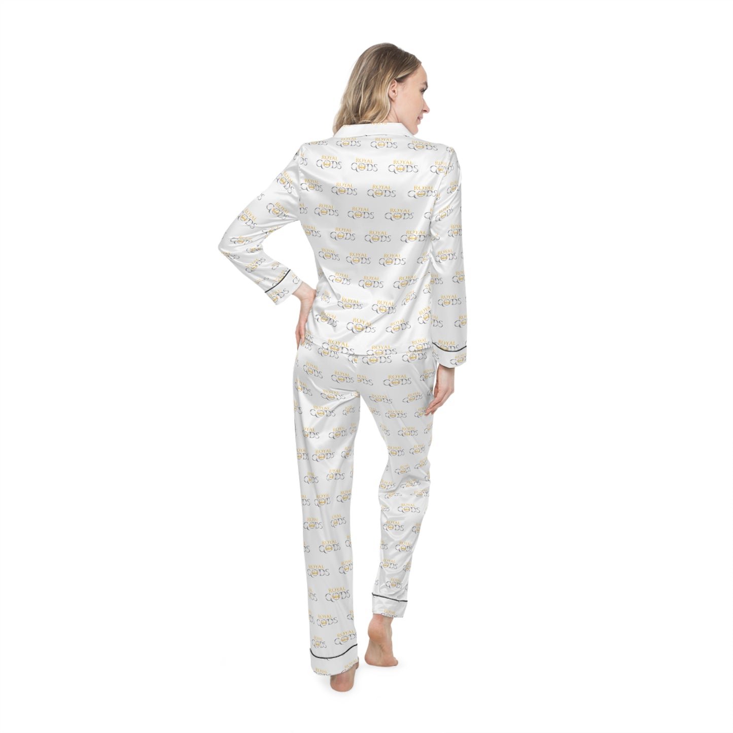 Royal Gods Women's Satin Pajama Set - White
